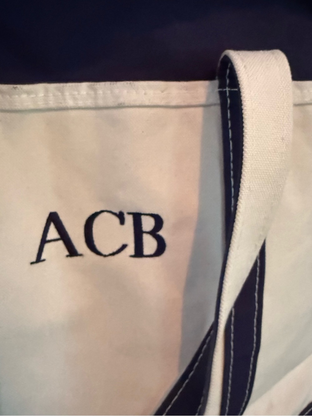 L.L. Bean Large Navy Canvas Tote with Monogram - Picture 3 of 10